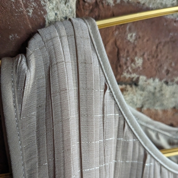 NWT‎ Skies are Blue Medium Tan w/ Silver Thread Cinch Waist Midi Tank Top Dress - Picture 8 of 12